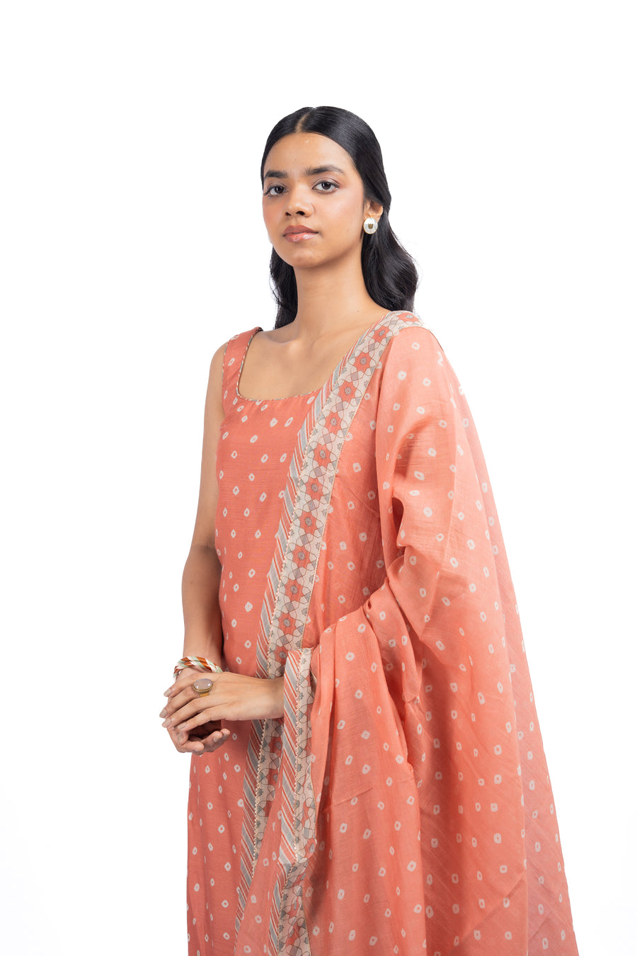 WOMEN'S ORANGE MUSLIN - B CHANDRIKA KURTA SET