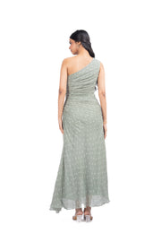 WOMEN'S GREEN CHIFFON BANDHANI DRESS