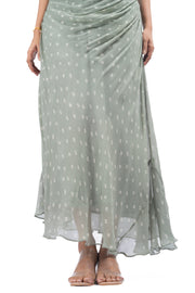 WOMEN'S GREEN CHIFFON BANDHANI DRESS