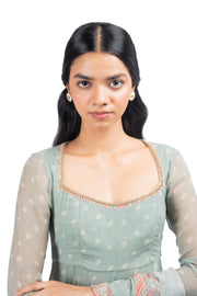 WOMEN'S GREEN CHIFFON  MOTI MAHAL ANARKALI SET