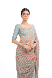WOMEN'S MULTICOLOR CHANDNI CHIFFON SAREE SET