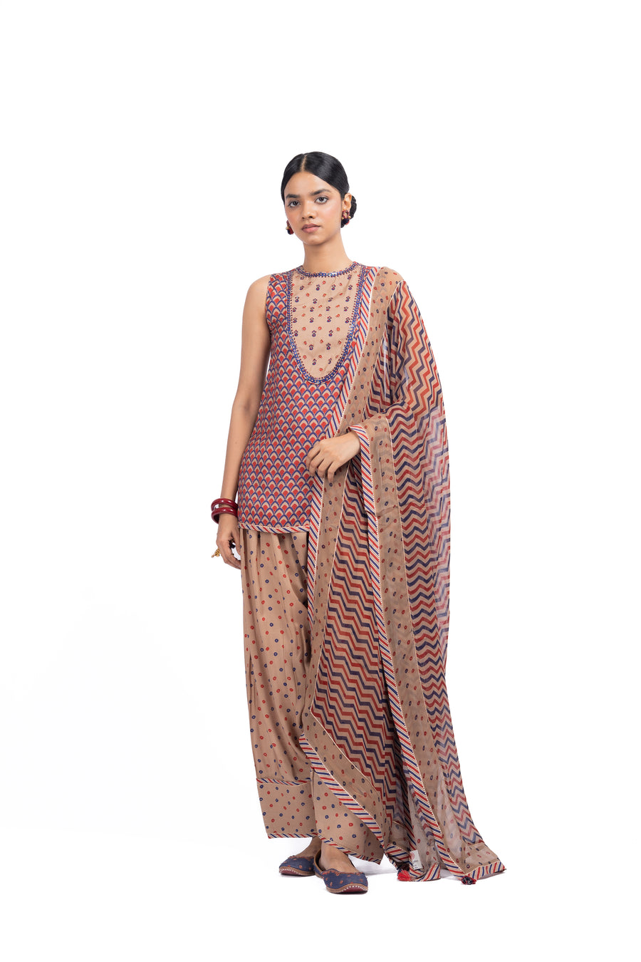 JHANJHAR KURTA WITH FARSHI SALWAR SET OF 3