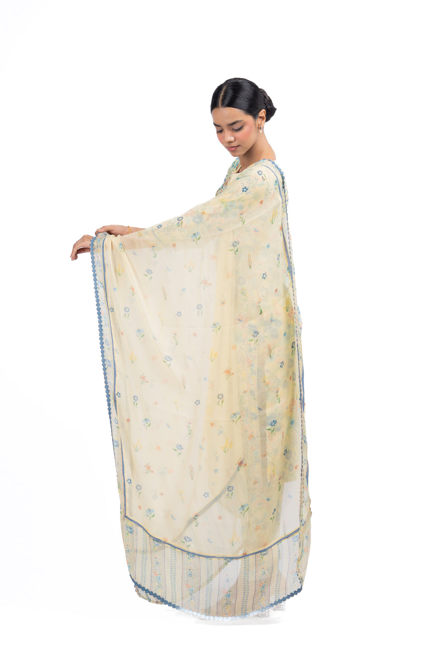 WOMEN'S PASTEL YELLOW - MULTI COLOR COTTON MOSS OLIVIA STRAIGHT KURTA SET