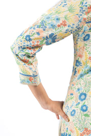 WOMEN'S PASTEL YELLOW - MULTI COLOR COTTON MOSS OLIVIA STRAIGHT KURTA SET