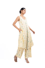 WOMEN'S PASTEL YELLOW COTTON MOSS BLISS CO-ORD SET