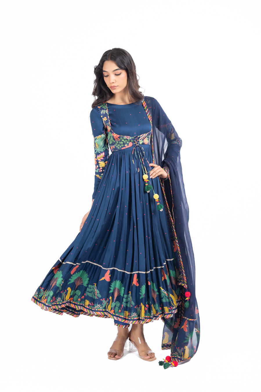 WOMEN'S BLUE MODAL SATIN KAINAAT ANARKALI SET