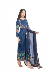 WOMEN'S BLUE MODAL SATIN KAINAAT ANARKALI SET