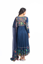 WOMEN'S BLUE MODAL SATIN KAINAAT ANARKALI SET