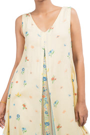 WOMEN'S PASTEL YELLOW COTTON MOSS BLISS CO-ORD SET