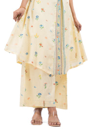 WOMEN'S PASTEL YELLOW COTTON MOSS BLISS CO-ORD SET