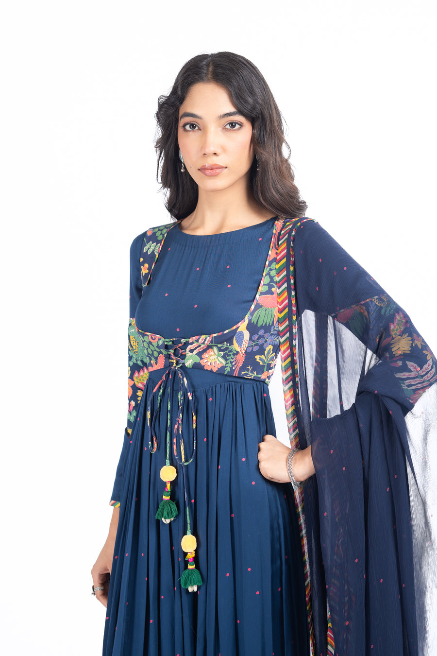 WOMEN'S BLUE MODAL SATIN KAINAAT ANARKALI SET
