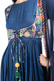 WOMEN'S BLUE MODAL SATIN KAINAAT ANARKALI SET