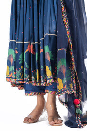 WOMEN'S BLUE MODAL SATIN KAINAAT ANARKALI SET