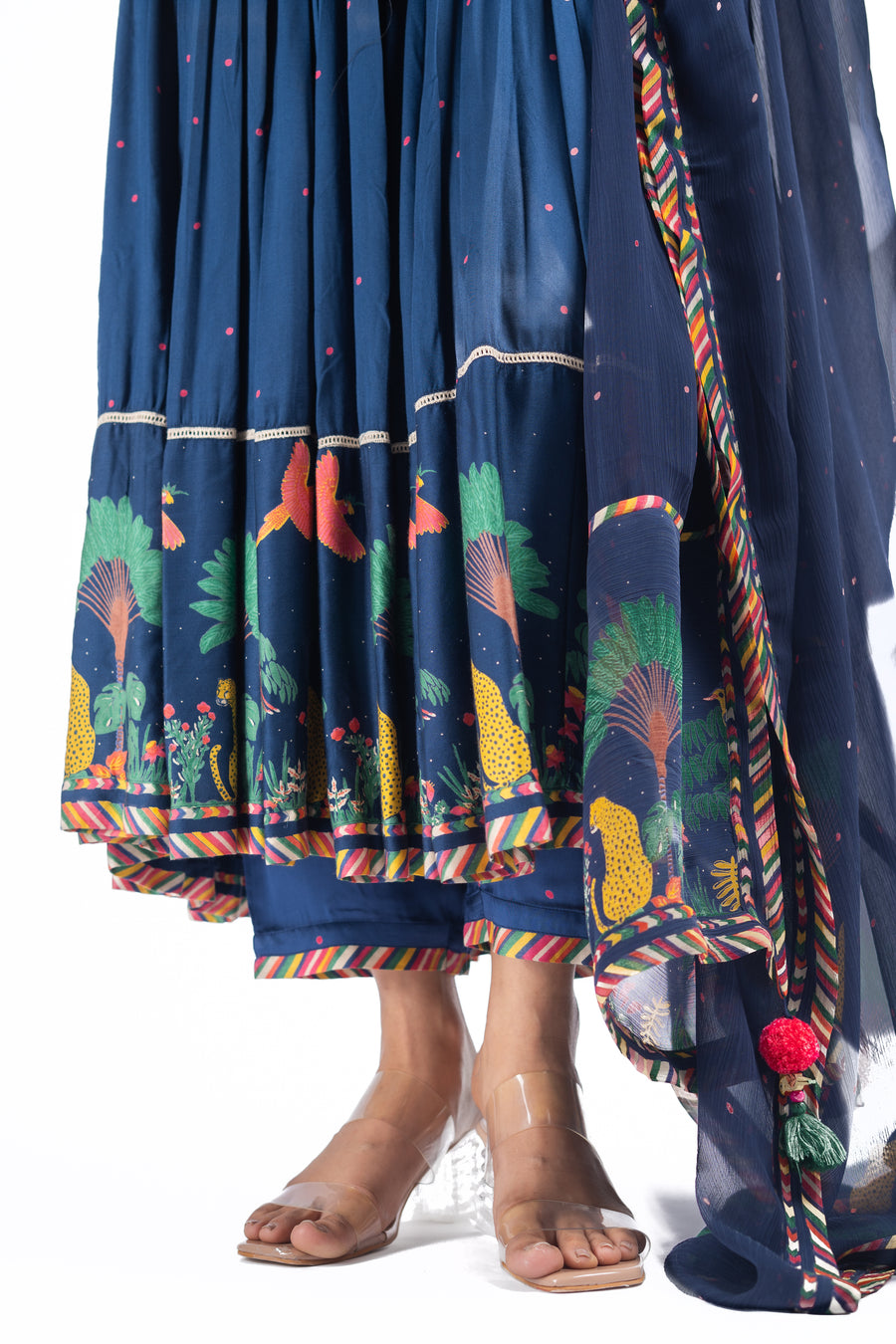 WOMEN'S BLUE MODAL SATIN KAINAAT ANARKALI SET