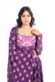 WOMEN'S PURPLE GEORGETTE JINAL ANARKALI SET