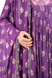 WOMEN'S PURPLE GEORGETTE JINAL ANARKALI KURTA
