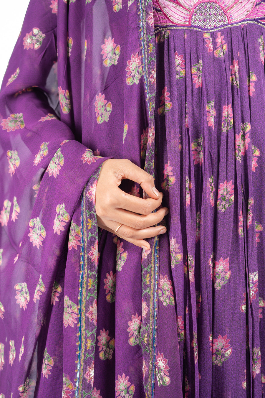 WOMEN'S PURPLE GEORGETTE JINAL ANARKALI KURTA