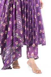 WOMEN'S PURPLE GEORGETTE JINAL ANARKALI SET