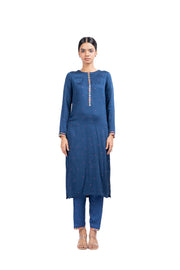 WOMEN'S BLUE MODAL SATIN JUGNU KURTA SET