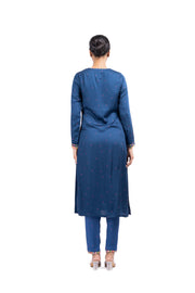 WOMEN'S BLUE MODAL SATIN JUGNU KURTA SET