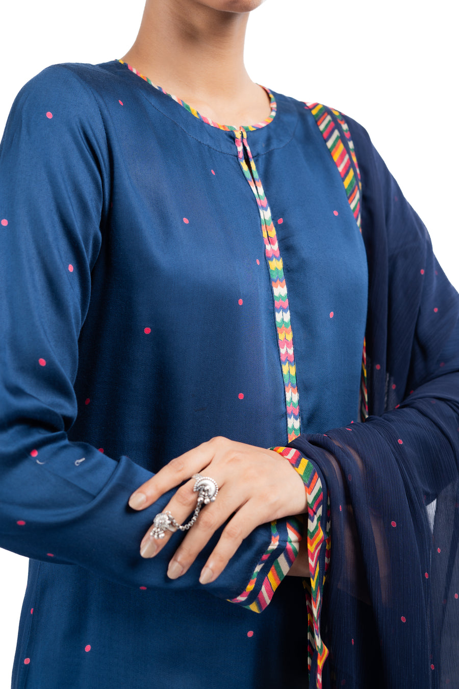 WOMEN'S BLUE MODAL SATIN JUGNU KURTA SET