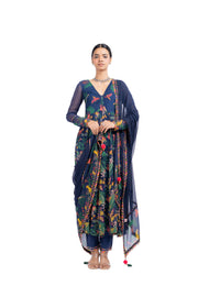 WOMEN'S BLUE CHIFFON KANAN ANARKALI SET