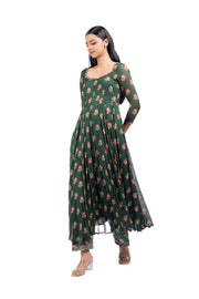WOMEN'S GREEN MODAL SATIN ANSHIKA ANARKALI SET
