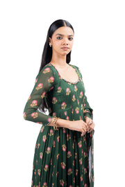 WOMEN'S GREEN GEORGETTE  ANSHIKA ANARKALI KURTA