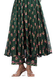 WOMEN'S GREEN MODAL SATIN ANSHIKA ANARKALI SET