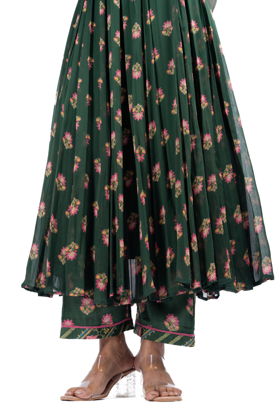 WOMEN'S GREEN MODAL SATIN ANSHIKA ANARKALI SET