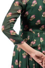 WOMEN'S GREEN MODAL SATIN ANSHIKA ANARKALI SET