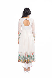 WOMEN'S WHITE CHIFFON NOORI ANARKALI SET
