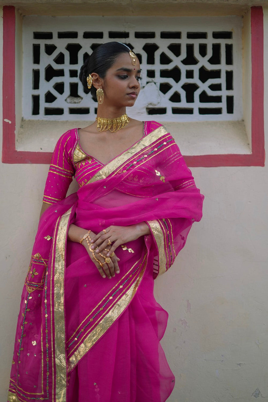 SARGAM SAREE WITH STITCHED BLOUSE SET OF 2