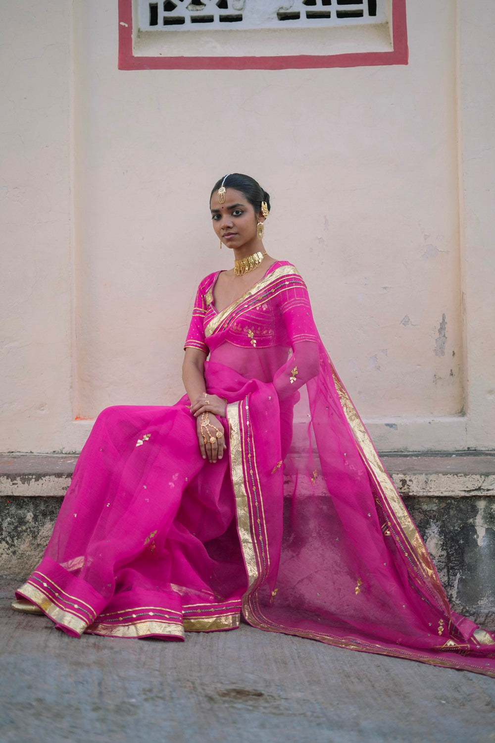 SARGAM SAREE WITH STITCHED BLOUSE SET OF 2