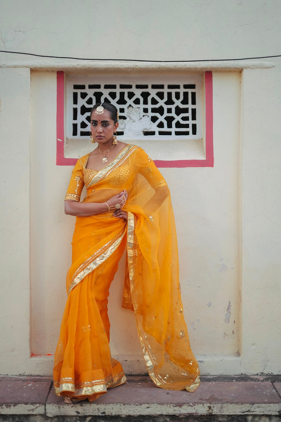 SUNEHRI  SAREE WITH UNSTITCHED BLOUSE