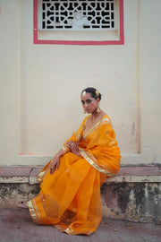 SUNEHRI  SAREE WITH STITCHED BLOUSE  SET OF 2