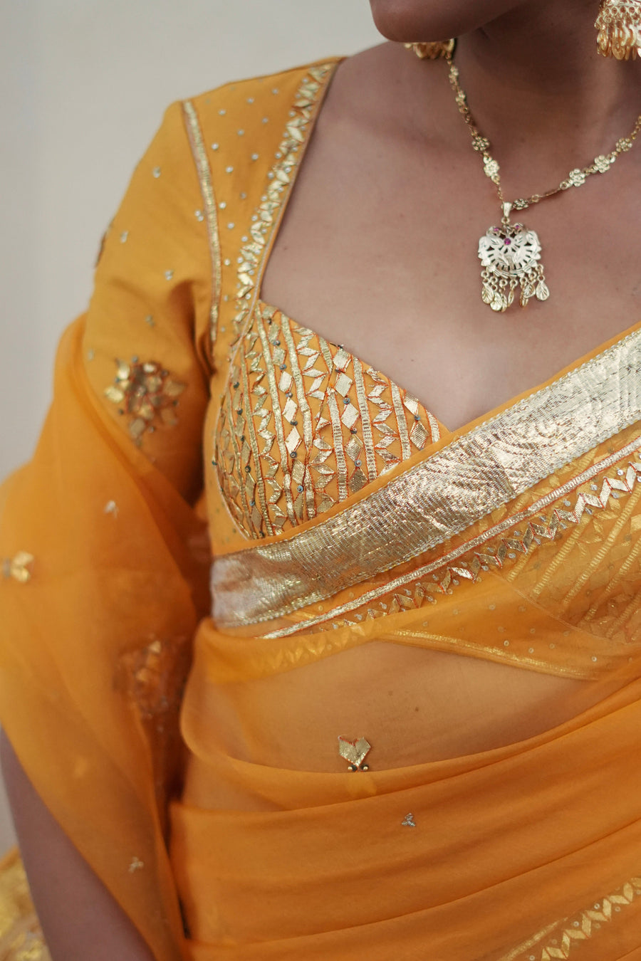 SUNEHRI  SAREE WITH UNSTITCHED BLOUSE