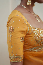 SUNEHRI  SAREE WITH STITCHED BLOUSE  SET OF 2