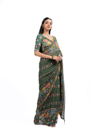 WOMEN'S MULTICOLOR LUREX CHIFFON FALGUNI SAREE