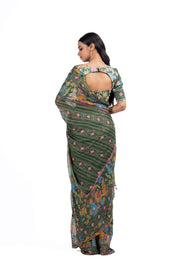 WOMEN'S MULTICOLOR LUREX CHIFFON FALGUNI SAREE