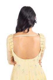 WOMEN'S PASTEL YELLOW - MULTICOLOR CHIFFON  JUNIPER ANARKALI SET