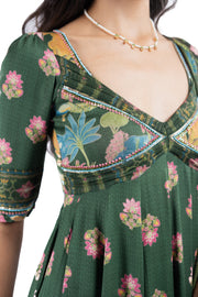 WOMEN'S GREEN COTTON GAURI ANARKALI SET