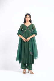 WOMEN'S GREEN CHIFFON AISHWARYA ANARKALI SET