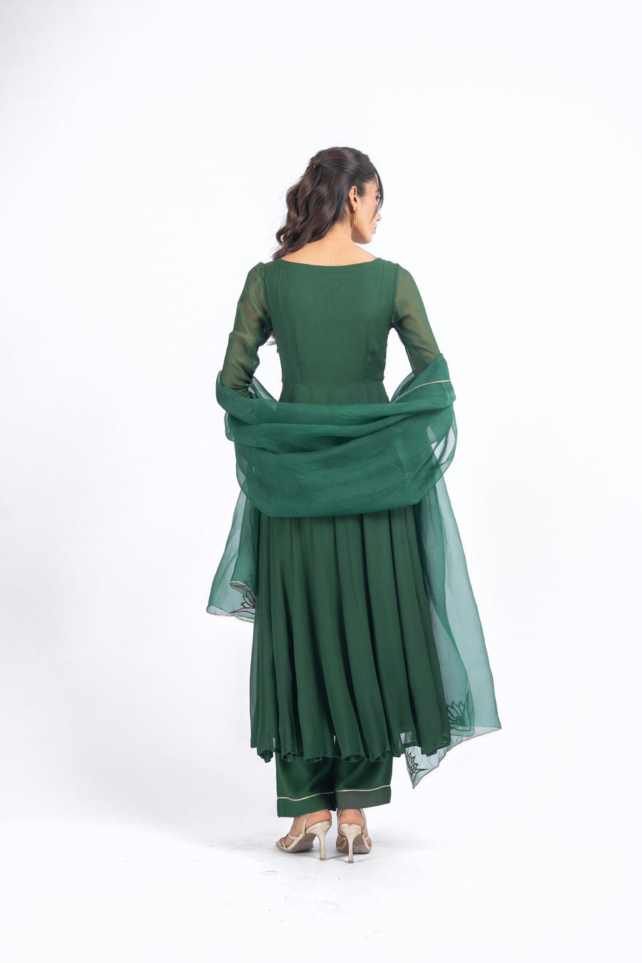 WOMEN'S GREEN CHIFFON AISHWARYA ANARKALI KURTA