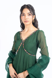 WOMEN'S GREEN CHIFFON AISHWARYA ANARKALI KURTA