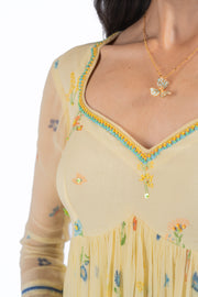 WOMEN'S YELLOW CHIFFON EDEN ANARKALI KURTA