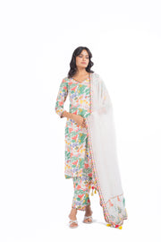 WOMEN'S WHITE MODAL SATIN AMBAR KURTA SET