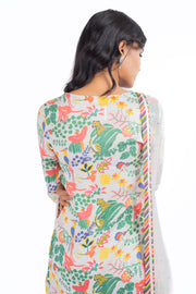 WOMEN'S WHITE MODAL SATIN AMBAR KURTA SET