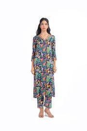 WOMEN'S BLUE MODAL SATIN ANAM KURTA SET