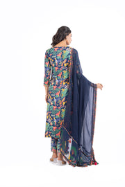 WOMEN'S BLUE MODAL SATIN ANAM KURTA SET